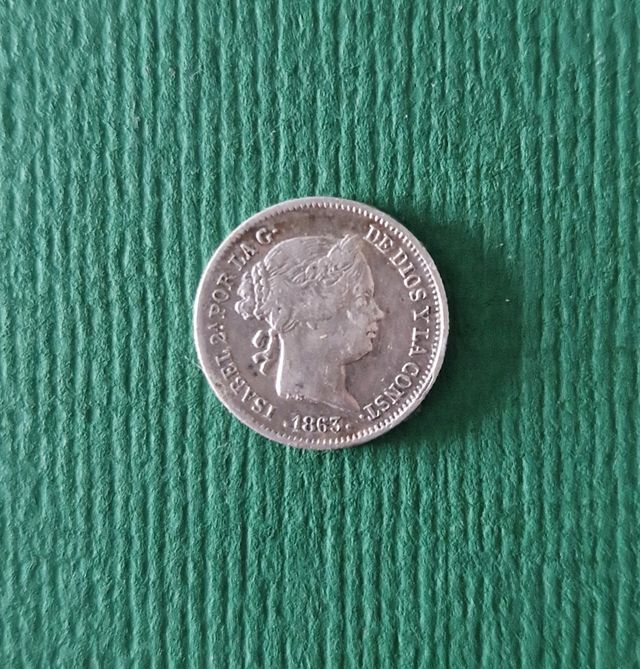 Moneda 1 Real 1863 Spain SevillaIsabel II