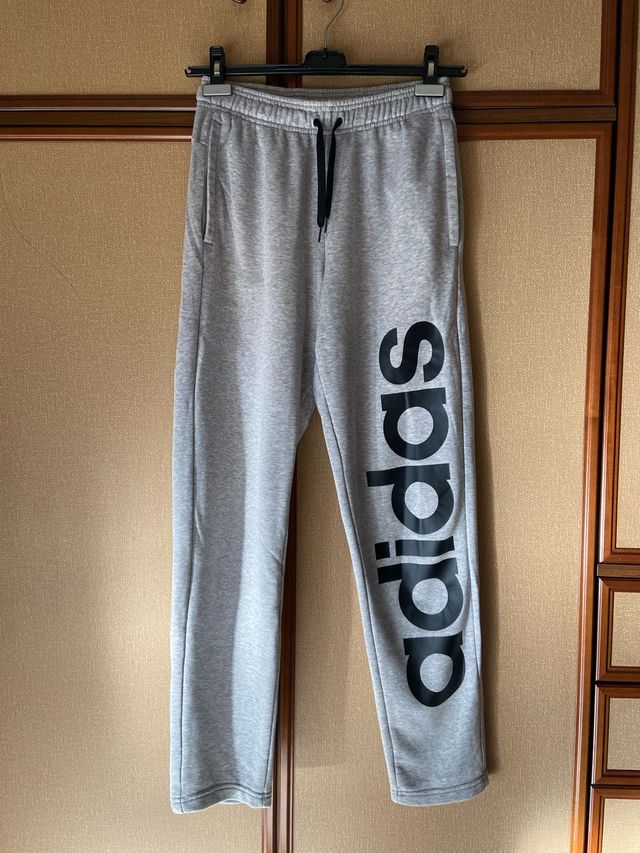 Adidas pantalone tuta grigio brand verticale