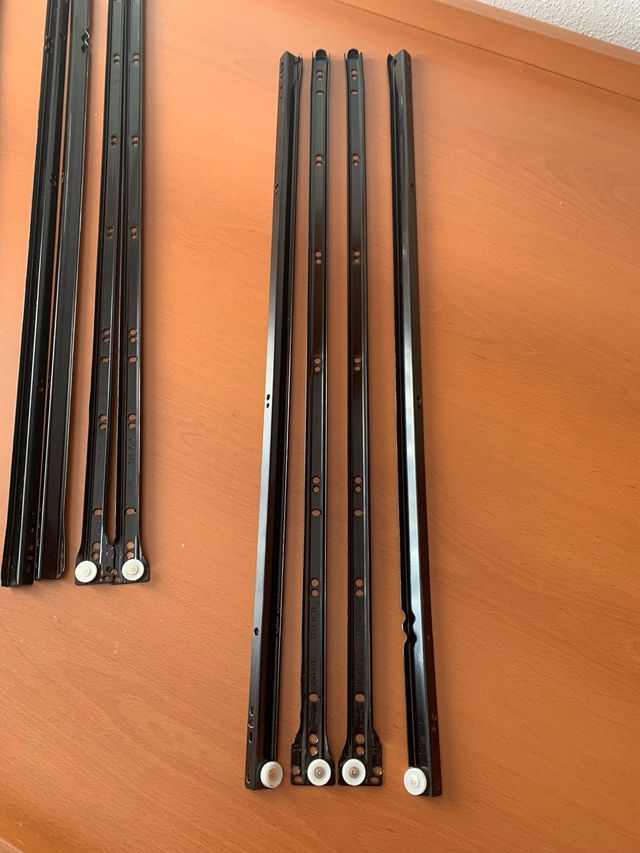 Guías correderas cajón, color negro de 80 cm