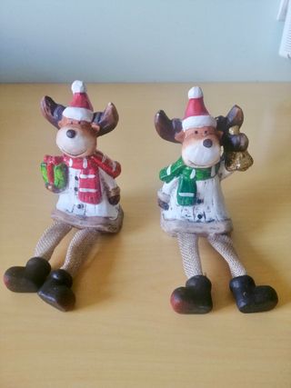 Figuras Renos cerámica, adornos navideños.