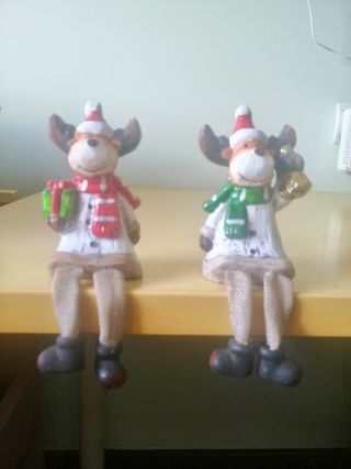 Figuras Renos cerámica, adornos navideños.