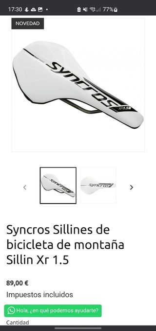 Sillín bicicleta syncros