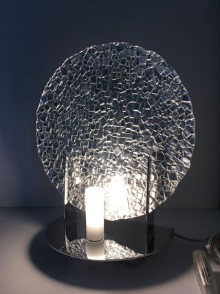 Lampada tavolo metallo/vetro mosaico argento