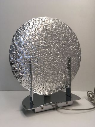 Lampada tavolo metallo/vetro mosaico argento