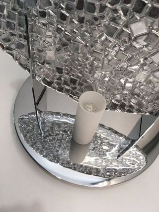 Lampada tavolo metallo/vetro mosaico argento