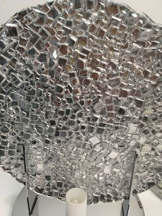 Lampada tavolo metallo/vetro mosaico argento