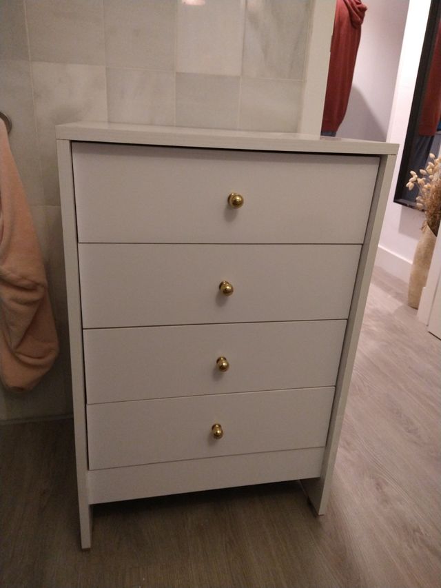 2 Cajoneras armario madera blanca 4 cajones de segunda mano por 60 EUR