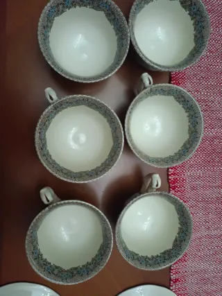 Cartuja de Sevilla Molino viejo tazas platos café.