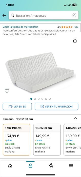 Colchón Clic clac 130x190 para Sofa Cama