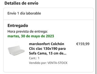 Colchón Clic clac 130x190 para Sofa Cama