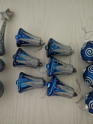 Adornos para árbol de navidad azul+plata