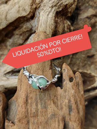 LIQUIDACIÓN Anillo ajustable rama piedra tipo jade