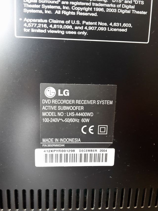 Subwoofer con 5 Casse lg con dvd recorder