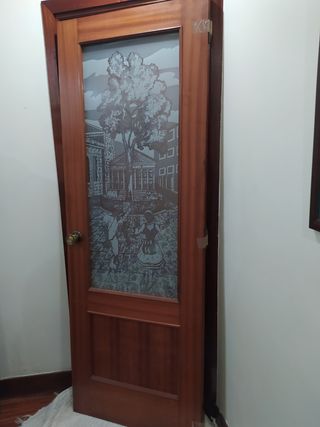 Puerta Maciza con Cristal Serigrafiado 
