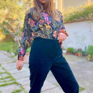 camicia donna vintage misto seta floreale