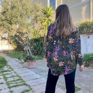 camicia donna vintage misto seta floreale