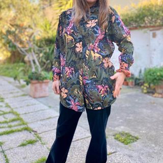 camicia donna vintage misto seta floreale