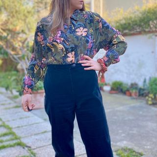 camicia donna vintage misto seta floreale