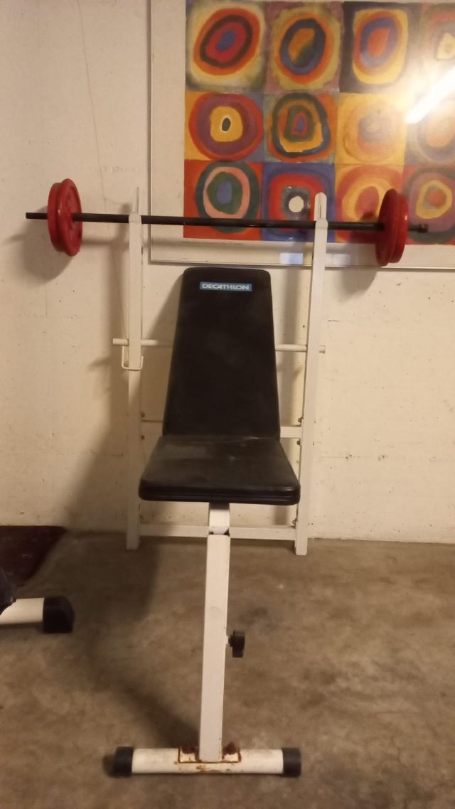 Panca decathlon con aggancio bilanciere