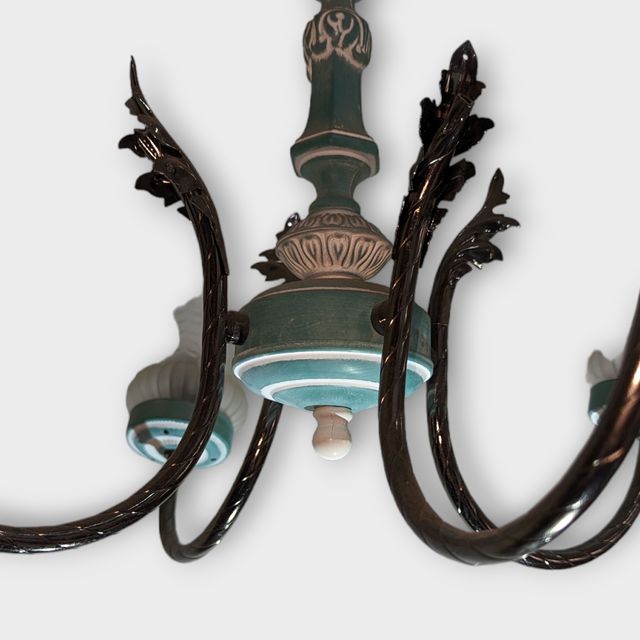 Lampara de Techo c/ Tulipas Gris Azul y Blanco