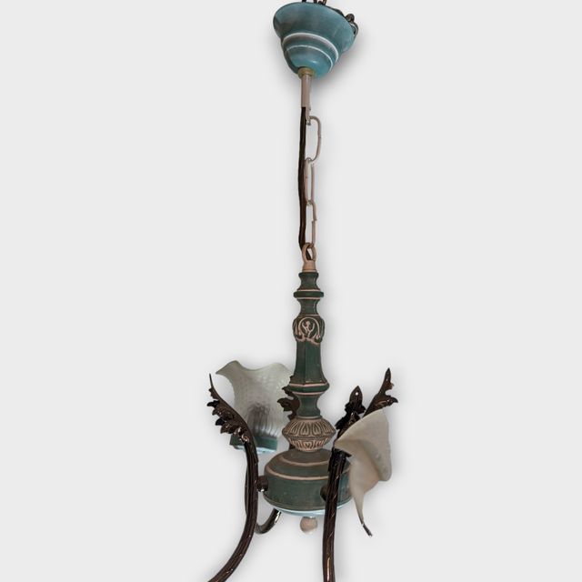 Lampara de Techo c/ Tulipas Gris Azul y Blanco