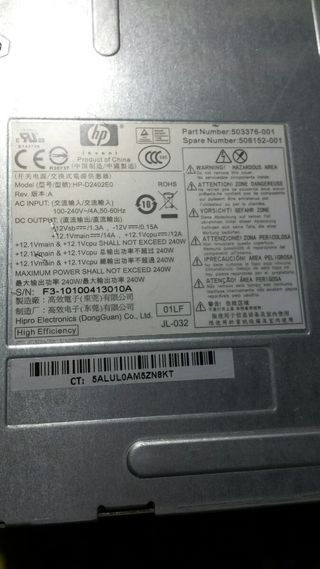 fuente de alimentación HP SFF