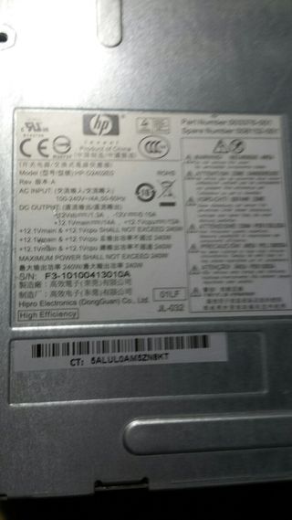 fuente de alimentación HP SFF