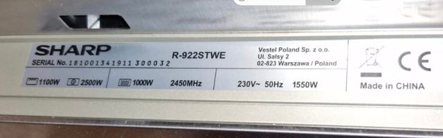 Horno microondas 32L ( grill )Sharp R922STWE.1550w