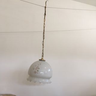Lampadario vetro opalino lucido vintage '60