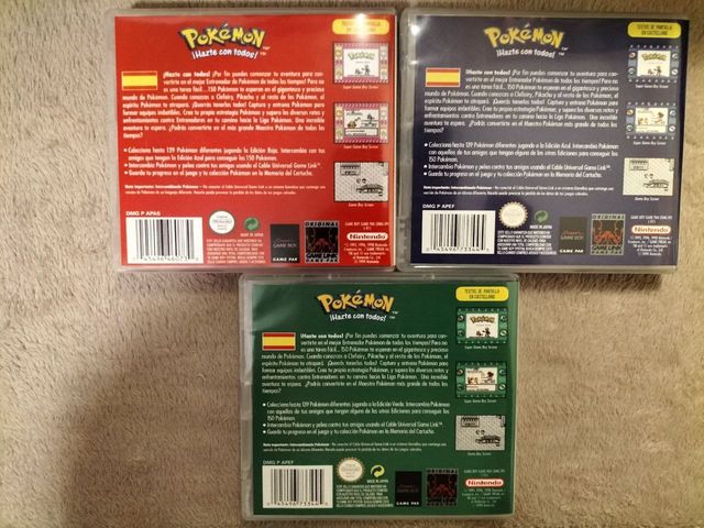 LOTE Cajas Pokémon Rojo, Azul y Verde GB