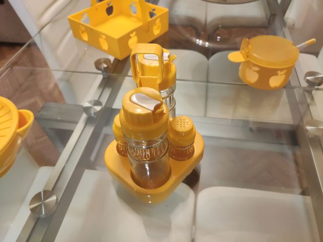 Set servilletero,vinagrera, exprimidor y azucarero