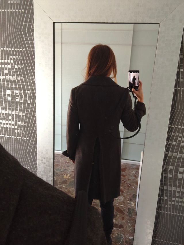 Abrigo lana zara t M marrón grisaceo