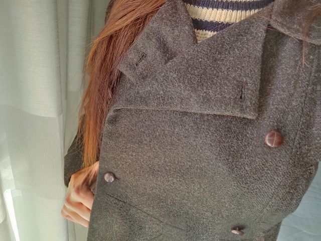 Abrigo lana zara t M marrón grisaceo