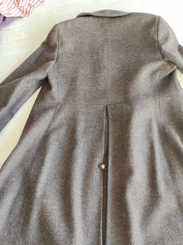 Abrigo lana zara t M marrón grisaceo