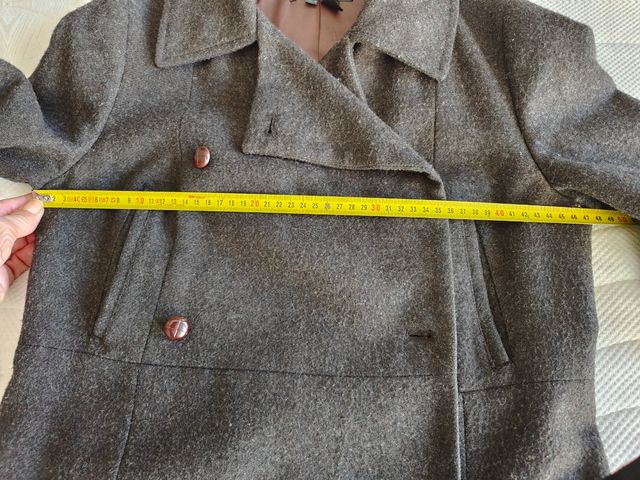 Abrigo lana zara t M marrón grisaceo