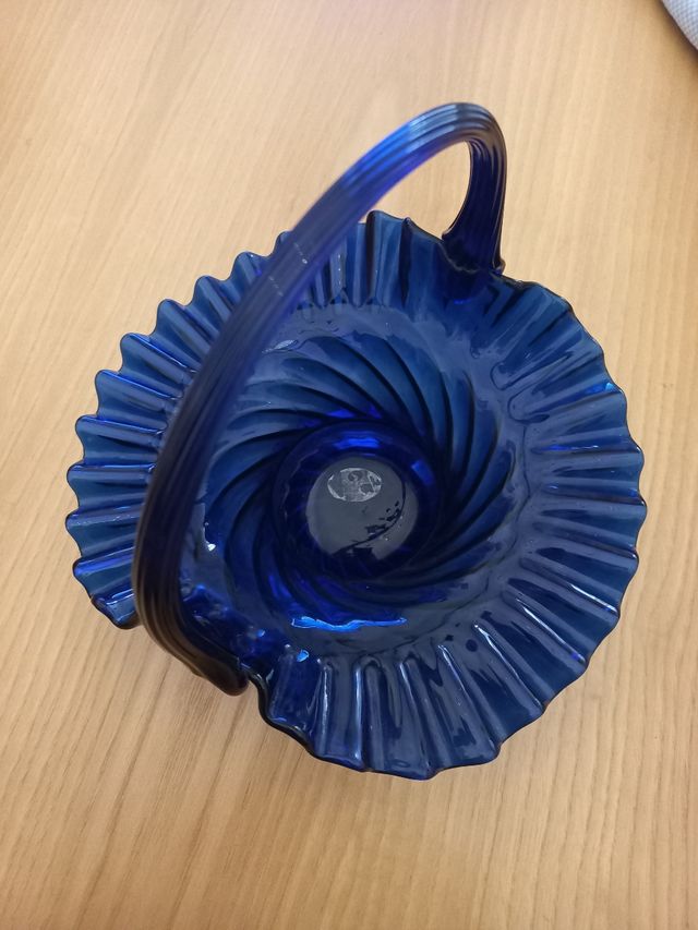 Vassoio vintage vetro di Murano blu