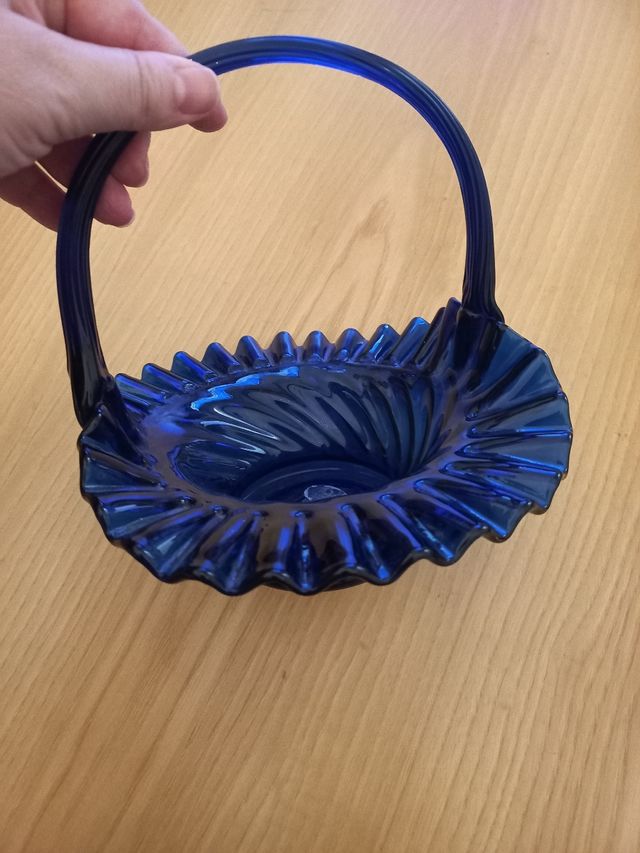 Vassoio vintage vetro di Murano blu