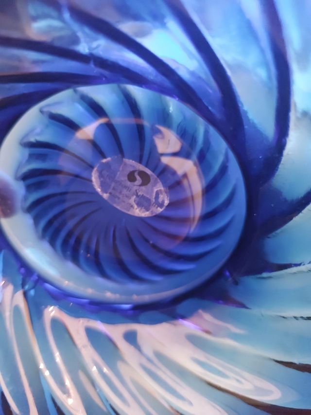 Vassoio vintage vetro di Murano blu