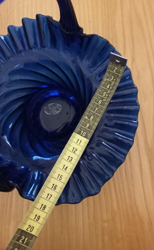 Vassoio vintage vetro di Murano blu