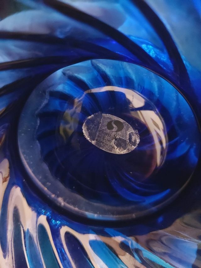 Vassoio vintage vetro di Murano blu