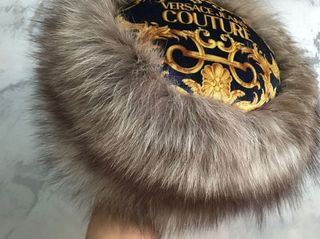 colbacco in volpe argentata calotta stoffa logata