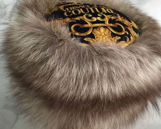 colbacco in volpe argentata calotta stoffa logata