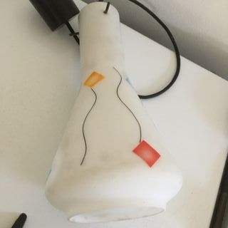 Lampadario vetro opalino decorato vintage anni '60