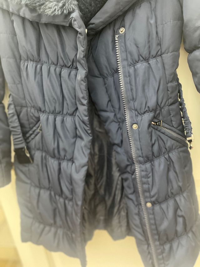 Piumino midi blu con cintura e zio tg S