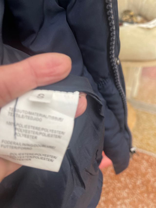 Piumino midi blu con cintura e zio tg S