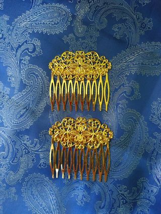 Nuevo Pareja de peinetas dorado Oferta!