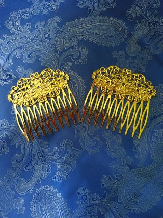 Nuevo Pareja de peinetas dorado Oferta!
