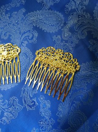 Nuevo Pareja de peinetas dorado Oferta!