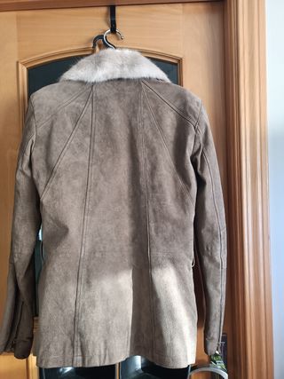 chaqueta piel cuero beige talla 40 Easy wear