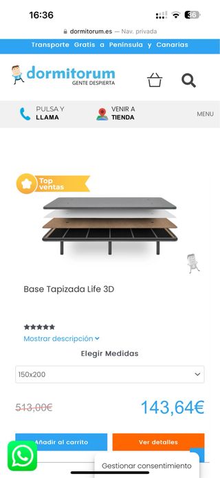 Base tapizada somier